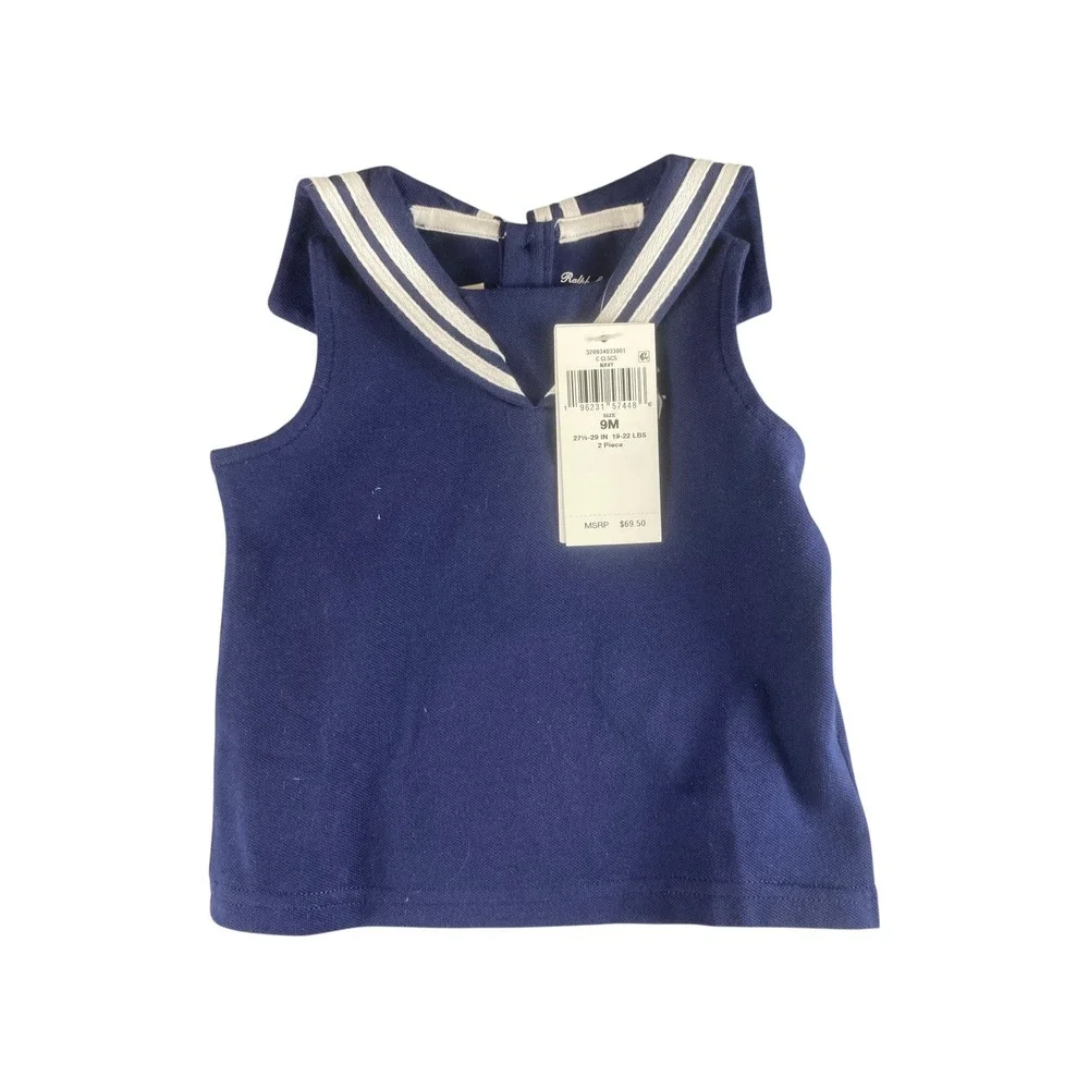NWT Polo Ralph Lauren Baby‎ Girls 9M Navy Sailor Set with Socks